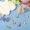 20Pcs 10 Colors Glass Bead with Alloy Pendant Decorations HJEW-TAC0110-6