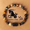 Twelve Constellations Natural Tiger Eye & Picture Jasper & Rhyolite Jasper Round & Column Beaded Stretch Bracelets for Women Men WG6FA5D-12-1