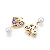 Brass Micro Pave Cubic Zirconia & ABS Imitation Pearl Pendants KK-T070-66A-2