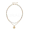 2Pcs 2 Styles 304 Stainless Steel Moon Sun Pendant Colorful Enamel Cable Chain Double Layer Necklaces for Women NJEW-JN05809-4