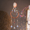 Moon Metal & Natural Red Jasper Chip Pendant Decorations AJEW-Q143-08-1