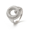 Letter Brass Micro Pave Clear Cubic Zirconia Open Cuff Ring for Women RJEW-N046-03Q-P-1
