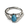 Oval Natural ApatiteAdjustable Rings RJEW-Q818-01P-09B-3