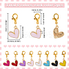 24Pcs 8 Colors Heart Alloy Enamel Pendant Locking Stitch Markers HJEW-SC00035-2