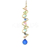 Iron Spiral & Glass Octagon & Teardrop Hanging Suncatchers HJEW-F025-01G-01-1
