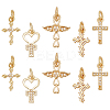 10Pcs 5 Styles Real 18K Gold Plated Brass Micro Pave Cubic Zirconia Pendants KK-PH0006-48-1