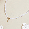 Imitation Pearl with Stainless Steel Pendants Necklaces NJEW-LP0001-51I-G-3