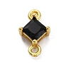 Brass Cubic Zirconia Rhombus Connector Charms KK-F894-12G-04-1