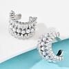 C-Shaped Brass Micro Pave Clear Cubic Zirconia Cuff Earrings EJEW-Z111-02P-2