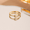 304 Stainless Steel Micro Pave Clear Cubic Zirconia Finger Rings FS-WG74BF6-02-3