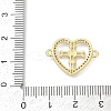 Brass Clear Cubic Zirconia Cross Heart Connector Charms KK-D317-147G-3