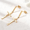 Cross 304 Stainless Steel Dangle Stud Earrings EJEW-G453-12G-2