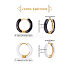 2 Pairs 2 Colors Two Tone 304 Stainless Steel Chunky Huggie Hoop Earrings with Enamel for Women EJEW-DC0001-38A-2