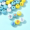 45Pcs 9 Styles Natural Wood European Beads WOOD-FS0001-27-7