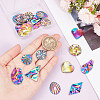 20Pcs 10 Style Textured 201 Stainless Steel Pendants STAS-UN0047-26MC-4