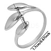 Vintage 304 Stainless Steel Three-Leaf Open Cuff Ring for Women LW4764-1-1