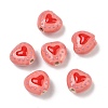 Heart Pattern Handmade Porcelain Enamel Beads PORC-G016-03L-1