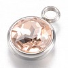 304 Stainless Steel Glass Rhinestone Charms STAS-G082-07-3
