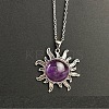 Natural Amethyst Sun Pendant Alloy Chain Vintage Necklaces WB3716-7-1