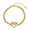 Brass Micro Pave Clear Cubic Zirconia Link Bracelets BJEW-M050-05G-01-4