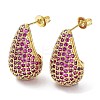 Cubic Zirconia Teardrop Stud Earrings EJEW-H137-01G-05-1