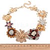 Flower Alloy Colorful Rhinestone Bib Necklaces for Women NJEW-F357-05KCG-3