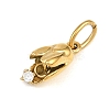 304 Stainless Steel Micro Pave Cubic Zirconia Charms SA-CBA1D2B-01G-D-2