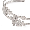 Non-Tarnish 304 Stainless Steel Hollow Leaf Open Cuff Bangles for Women LS-BJEW-K241-03A-P-2