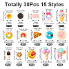 30Pcs 15 Styles Opaque Resin Imitation Food Decoden Cabochons RESI-TA0003-70-4