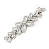 Brass Pave Clear Cubic Zirconia Flower with Leaf Links Connector Charms KK-P277-52P-01-2