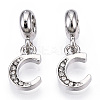 Platinum Rack Plating Alloy Rhinestone European Dangle Charms PALLOY-T048-36P-C-1
