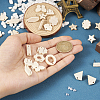 36Pcs 9 Styles Rectangle & Flower & Butterfly & Star Ash Wood Stud Earring Findings EJEW-TA0001-19-6