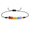 Gemstone Rainbow Heart Beaded Black Cord Adjustable Bracelet for Women YA9246-2-6