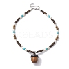 Natural Wenge Wood Pendant Necklaces NJEW-JN04791-02-4