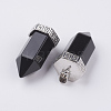 Natural Dyed & Heated Black Agate Pointed Pendants G-E442-03P-2