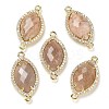 Natural Sunstone Faceted Horse Eye Connector Charms G-G181-07G-01-1