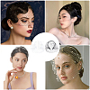 2Pcs 2 Colors Bridal Rhinestones Pearl Mesh Veil Cloth Hair Bands MRMJ-GF0001-50A-5