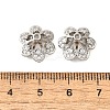 6-Petal Flower Brass Micro Pave Clear Cubic Zirconia Bead Caps KK-V008-32P-3