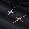 2Pcs 2 Colors 14K Brass Micro Pave Cubic Zirconia Pendants KK-LP0001-97-3