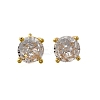 Flat Round Brass Micro Pave Clear Cubic Zirconia Stud Earrings EJEW-R018-08G-4