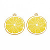 Light Gold Alloy Enamel Pendants X-ENAM-S126-125-2
