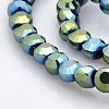 Full Green Plated Glass Faceted Flat Round Beads Strands EGLA-A033-4mm-FP02-1