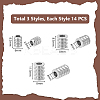 42Pcs 3 Style 303 Stainless Steel Beads STAS-UN0055-45-3