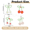 8Pcs 4 Styles Cherry Glass Pendant Decorations HJEW-HS0001-04-2