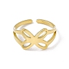 Ion Plating(IP) 304 Stainless Steel Hollow Butterfly Open Cuff Ring for Women RJEW-E053-03G-2