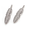 Tibetan Style Alloy Feather Big Pendants LS-TIBEP-A12720-AS-RS-2