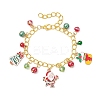 Christmas Alloy Enamel Charm Bracelets BJEW-JB12076-01-2