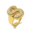 Letter Brass Micro Pave Clear Cubic Zirconia Open Cuff Ring for Women RJEW-N046-03S-G-1