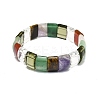 Natural Mixed Gemstone Rectangle Beaded Stretch Bracelet for Women BJEW-E379-01K-2