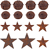 50Pcs 5 Styles Rust Iron Bell with Star Pendants IFIN-CN0001-02-1